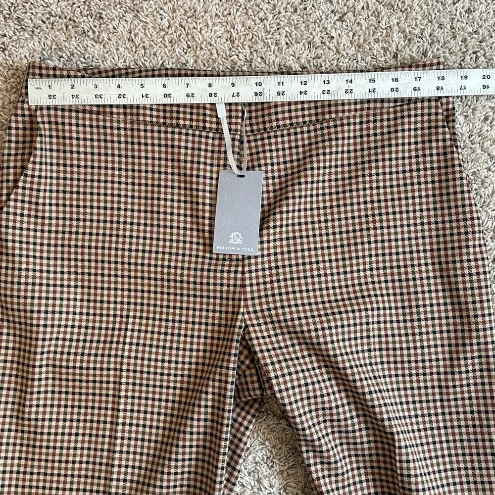 NWT Preston & York Brown Plaid Straight Leg Flattering Career Pants Sz 16